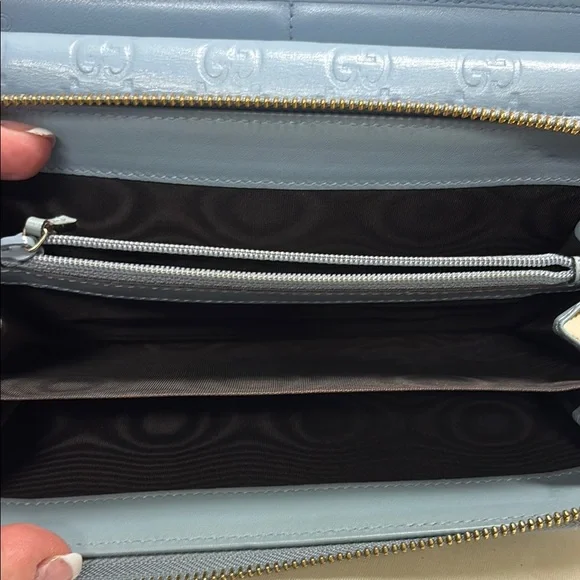 Gucci Light Blue Embossed Wallet #GUC-223